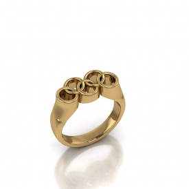 10kt yellow gold Olympic rings band.