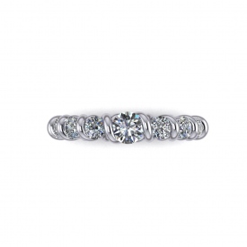 14kt white gold band with diamonds set in the twist style shank.