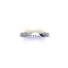Platinum twist- style fashion band that has round diamonds prong set on half of the design and a high polish finish on the other half.