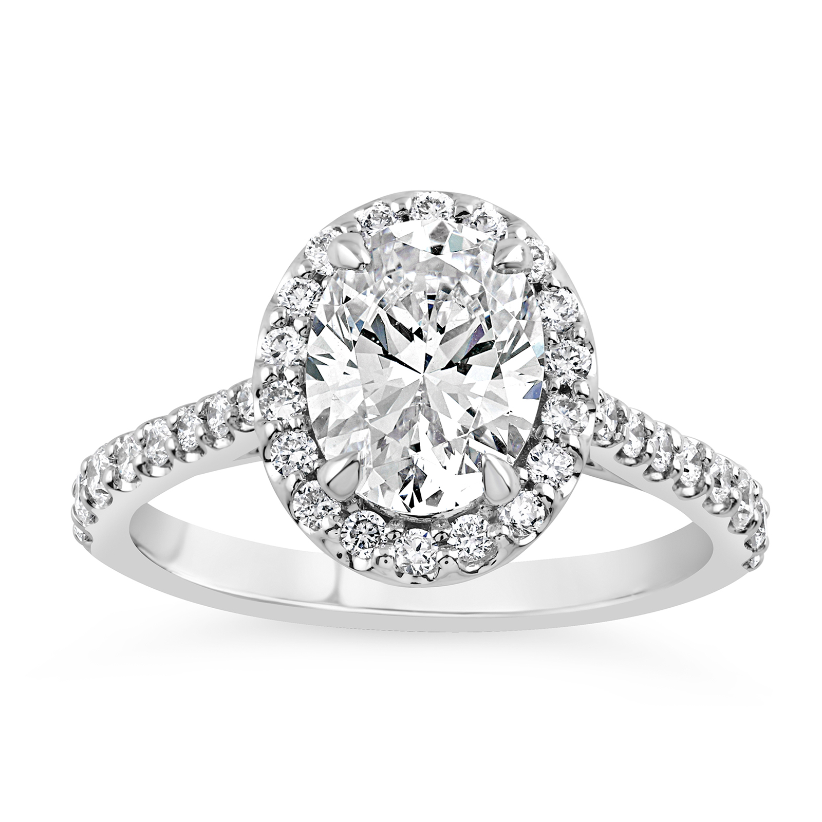 14K Oval Diamond Halo Engagement Ring – American Ring Source