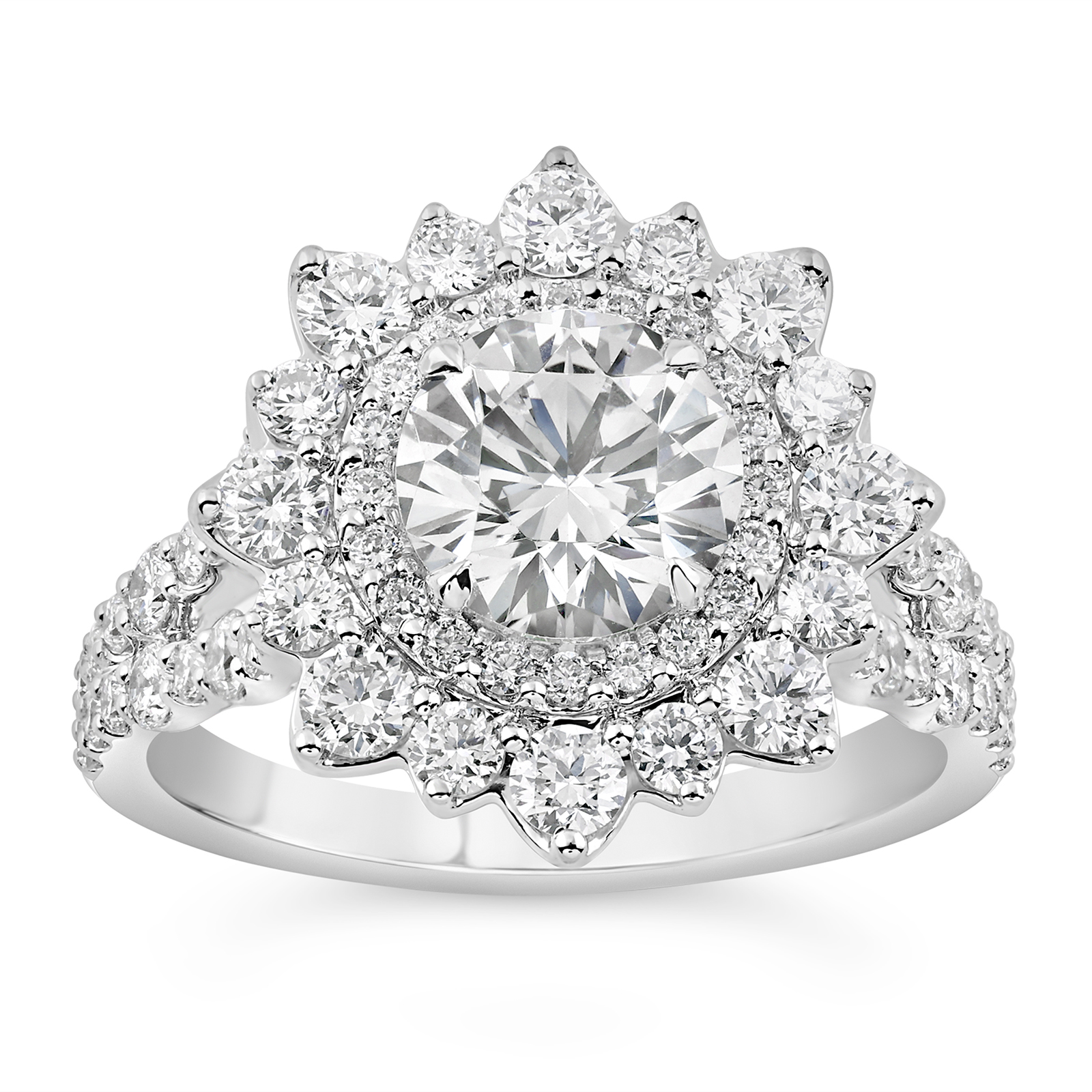 Frederic Sage White Gold Round Halo Open Shank Engagement Ring | Kranich's  Inc