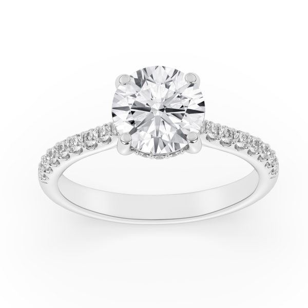 14K Hidden Halo Round Diamond Engagement Ring