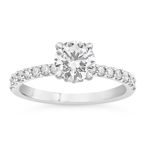 14K Hidden Collar Round Diamond Engagement Ring