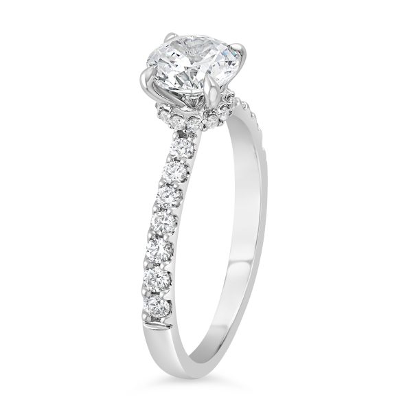 14K Hidden Collar Round Diamond Engagement Ring - Image 5