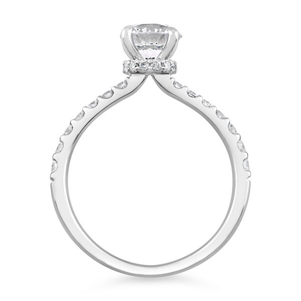 14K Hidden Collar Round Diamond Engagement Ring - Image 2