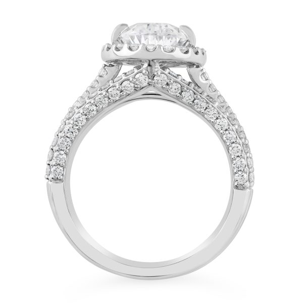 14K Triple Split Shank Pear Diamond Halo Engagement Ring - Image 2