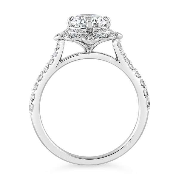 14K Round Diamond Antiqued Halo Engagement Ring - Image 2