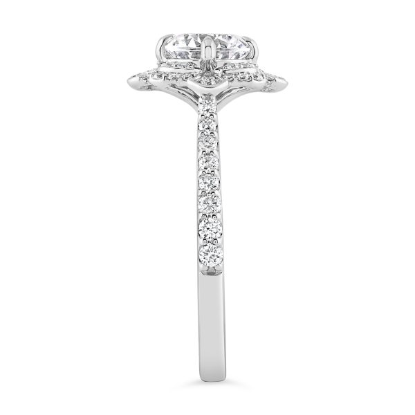14K Round Diamond Antiqued Halo Engagement Ring - Image 3