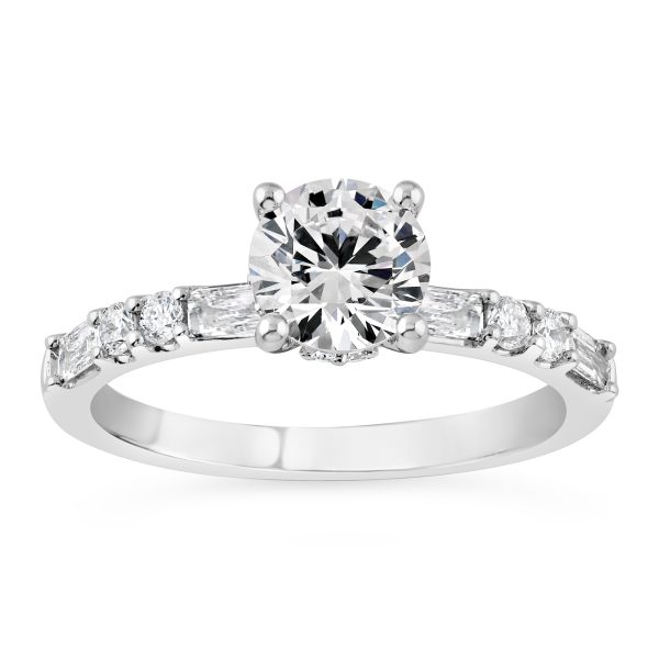 14K Hidden Halo Round Diamond Engagement Ring