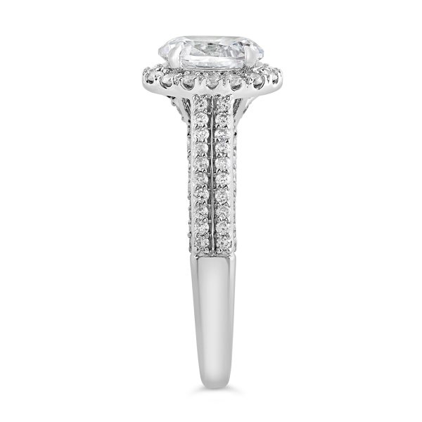 14K Double Shank Oval Diamond Halo Engagement Ring - Image 3