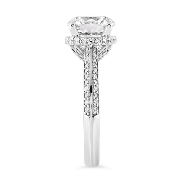 14K Knife Edge round Lab Grown Diamond Hidden Halo Engagement Ring - Image 3