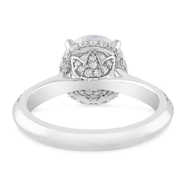 14K Knife Edge round Lab Grown Diamond Hidden Halo Engagement Ring - Image 4