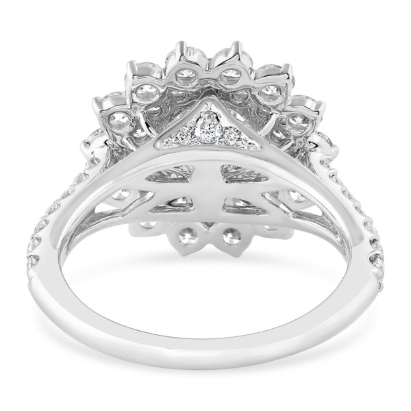 14K Round Diamond Star Burst Halo Engagement Ring - Image 3