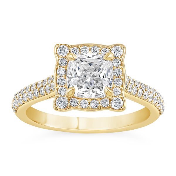 14K Cushion Diamond Halo Engagement Ring