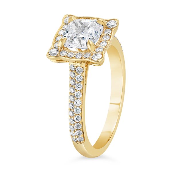 14K Cushion Diamond Halo Engagement Ring - Image 5